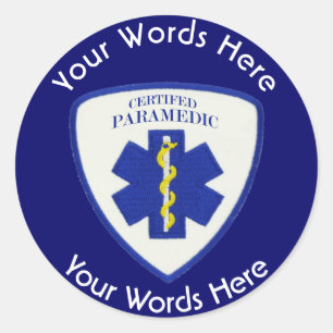 Sticker Rond Certified Paramedic Star of Life Shield