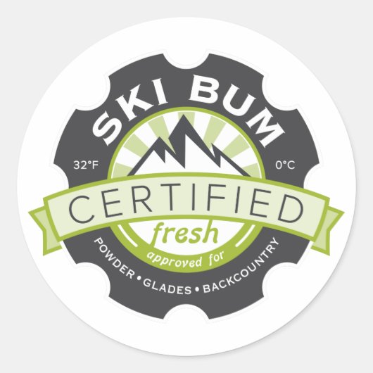 Sticker Rond Certified Ski Bum (Devant)