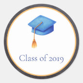 Sticker Rond Cerulean Blue Graduation Casquette Classe de (Devant)