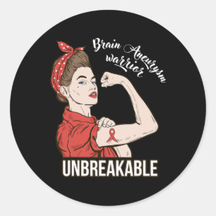 Sticker Rond Cerveau Aneurysme Sensibilisation Guerrier Indestr