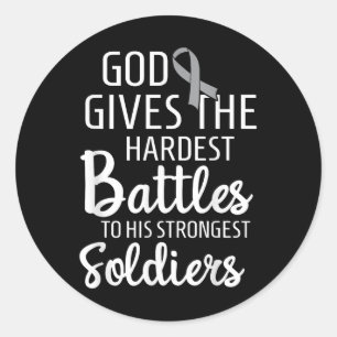 Sticker Rond Cerveau Cancer Survivant Motivational Grey Ri