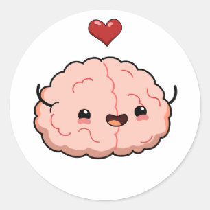 Sticker Rond Cerveau Cute Kawaii