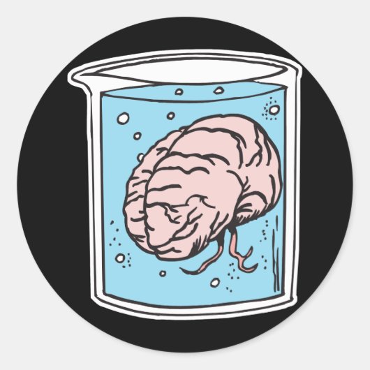 Sticker Rond cerveau dans un bocal (Devant)
