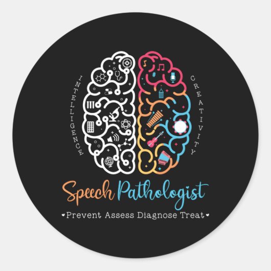 Sticker Rond Cerveau D'Un Discours Pathologiste Langue Discours (Devant)