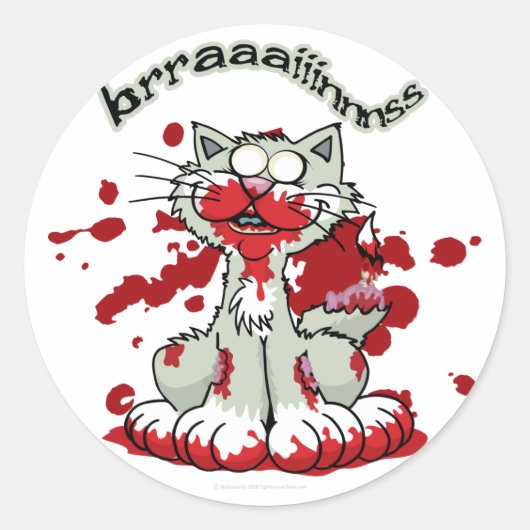Sticker Rond Cerveaux Zombie Kitty ! ! (Devant)