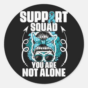 Sticker Rond Cervical Suprt Squad - Cancer de l'ovaire sarcelle