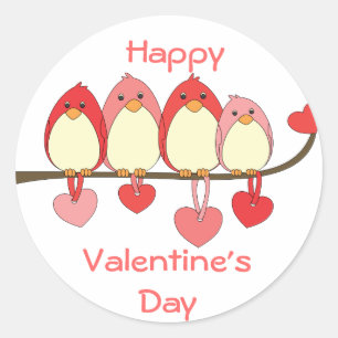 Sticker Rond Ces Oiseaux Sur Valentines DAy