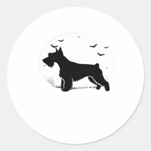Sticker Rond Cesky Terrier Chien - Classes Silhouette de la lun (Devant)