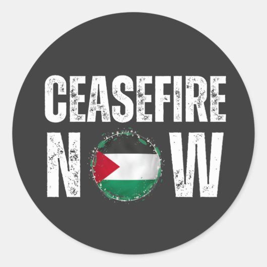 STICKER ROND CESSEZ LE FEU MAINTENANT (Devant)