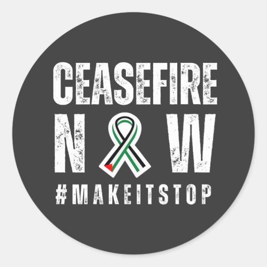STICKER ROND CESSEZ LE FEU MAINTENANT (Devant)