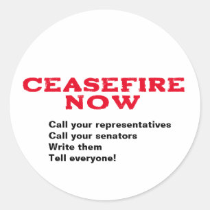 STICKER ROND CESSEZ-LE-FEU MAINTENANT GÉNOCIDE DE FIN DE PALEST