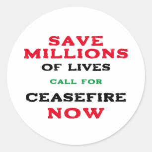 STICKER ROND CESSEZ-LE-FEU MAINTENANT GÉNOCIDE DE FIN DE PALEST