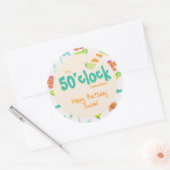 Sticker Rond C'est 50 heures Thème de fête (Enveloppe)