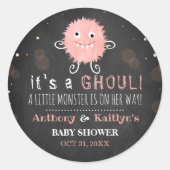 Sticker Rond C'est A Ghoul ! Baby shower d'Halloween de Little  (Devant)