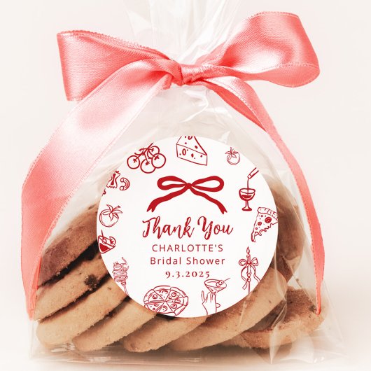 Sticker Rond C'est Amore Mariage Italien Dessiné à la Main