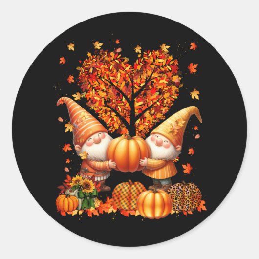 Sticker Rond C'est Automne Y'all mignon Gnomes Citrouille Autum (Devant)