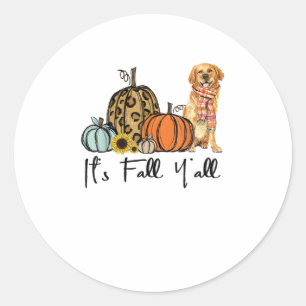 Sticker Rond C'est Automne Y'all Yellow Golden récupérateur Chi