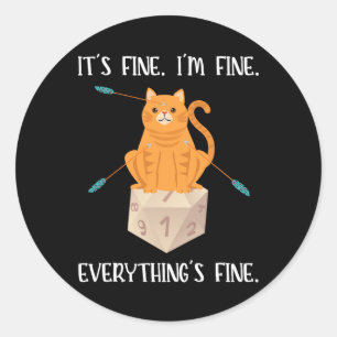 Sticker Rond C'est Bien Joueur Rpg Chat D20 Dés Geek