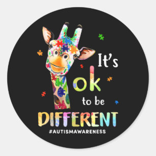 Sticker Rond C'Est Bon D'Être Un Puzzle De Giraffe Différent Au