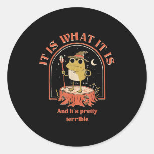 Sticker Rond C'Est Ce Qu'Il Est Et Son Mème De Grenouille Plutô