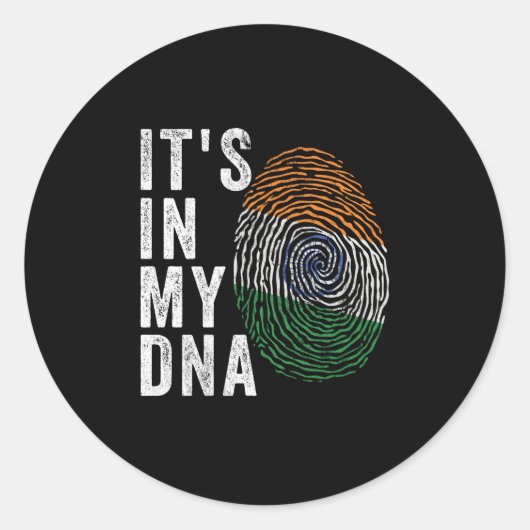 Sticker Rond C'est dans mon ADN - Drapeau de l'Inde (Devant)
