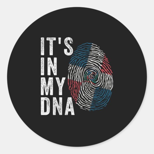 Sticker Rond C'est dans mon ADN - Drapeau République Dominicain (Devant)