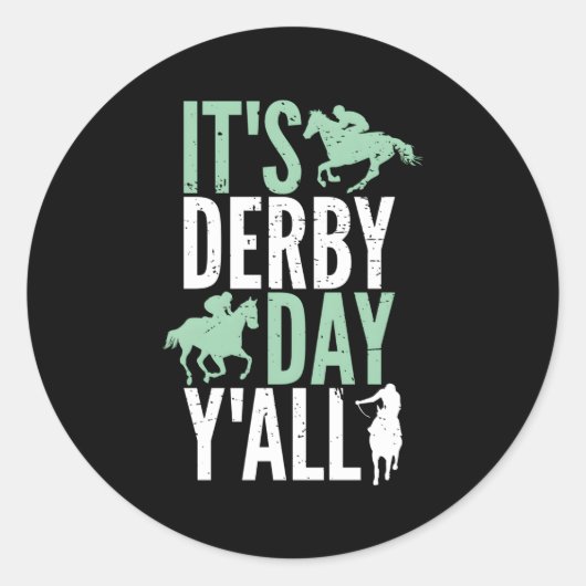 Sticker Rond C'Est Derby Day Y'All Horse Racing Kentucky Epsom  (Devant)