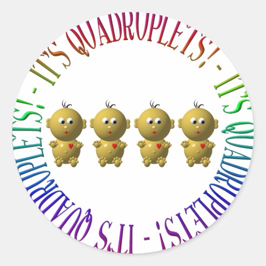Sticker Rond C'est des quadruplets ! (Devant)