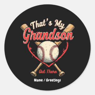 Sticker Rond C'Est Drôle Pour Mon Petit-Fils Là-Bas De Baseball