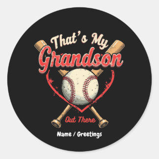 Sticker Rond C'Est Drôle Pour Mon Petit-Fils Là-Bas De Baseball