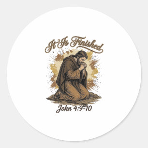 Sticker Rond C'est Fini Verset Biblique Vintage Chemise Chrétie
