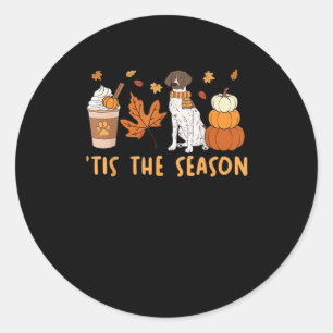 Sticker Rond C'Est La Saison Allemand Raccourci Chien Chute Cit