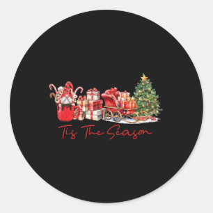 Sticker Rond C'Est La Saison Café Latte Gnome Sleigh Christma