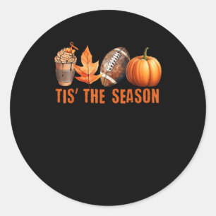 Sticker Rond C'Est La Saison Citrouille Leaf Latte Fall Thanksg
