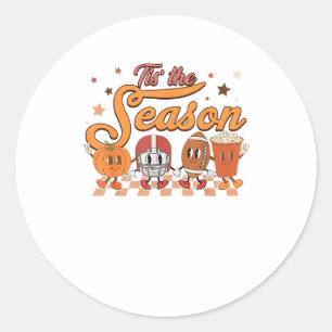 Sticker Rond C'Est La Saison Citrouille Leaf Latte Football Cre