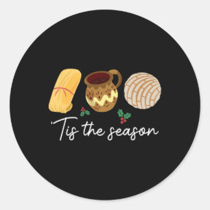 Sticker Rond C'est la saison des tamales Noël amusant mexicain