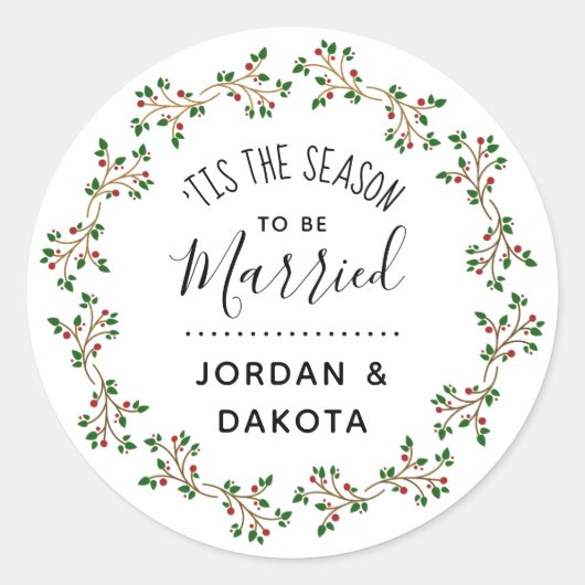 Sticker Rond 'C'Est La Saison D'Être Marié | Mariage de Noël (Devant)