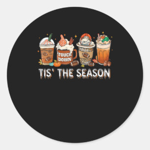 Sticker Rond C'Est La Saison Football Citrouille Épice Hallowee