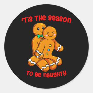 Sticker Rond C'Est La Saison Gingerbread Couple Naught