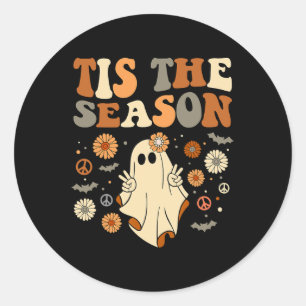 Sticker Rond C'est la saison Halloween Ghost Costume Retr