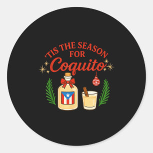 Sticker Rond C'est la saison pour Coquito Funny Boricua Noël