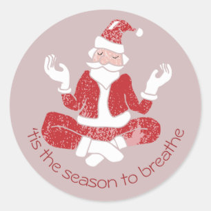 Sticker Rond C'est la saison pour respirer Yoga Santa