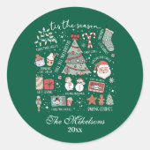 Sticker Rond C'Est La Saison Retro Green Noël (Devant)