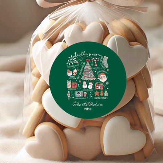 Sticker Rond C'Est La Saison Retro Green Noël