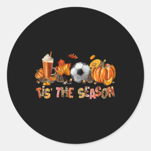 Sticker Rond C'Est La Saison Soccer Citrouille Épice Feuilles A