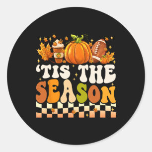 Sticker Rond C'Est La Saison Thanksgiving Fall Football Citroui