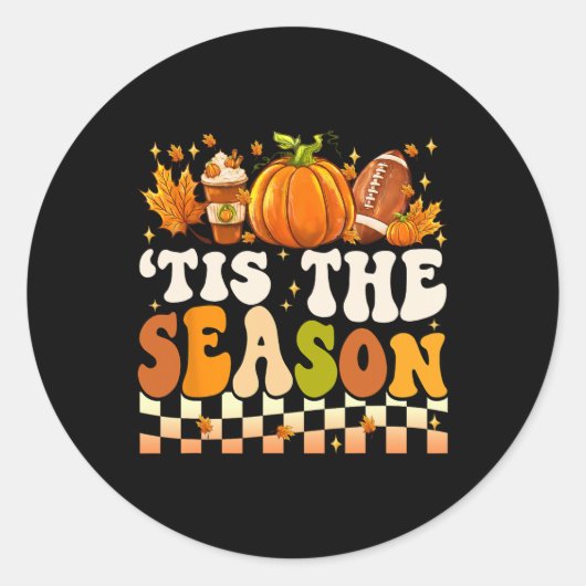 Sticker Rond C'Est La Saison Thanksgiving Fall Football Citroui (Devant)