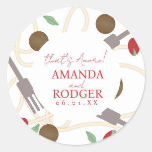 Sticker Rond C'est l'Amour Pâtes Italiennes Mariage