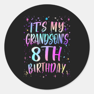 Sticker Rond C'est l'anniversaire de 8 ans de mon petit-fils Co
