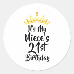 Sticker Rond C'est l'anniversaire des 21 ans de ma nièce Couron